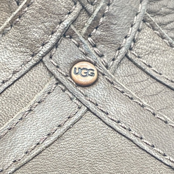 Ugg Abigail Sheepskin Leather Studded Wedge Mule Clogs Shoes 1716‎ Brown Size 10 - Picture 12 of 16